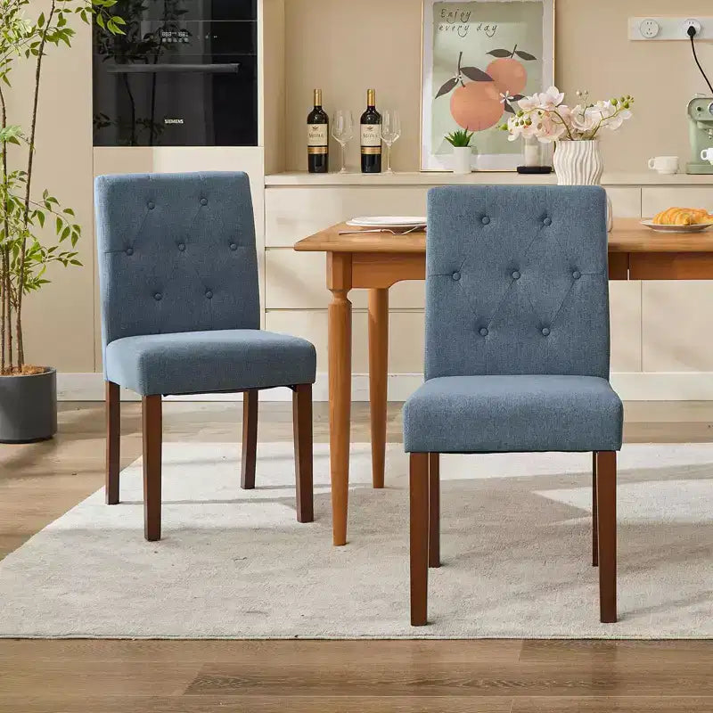 Juego de 6/4 sillas de comedor Parsons con capitonado de botones, sillas de cocina de tela tapizada con patas de madera y asientos acolchados, muebles para salón y cocina
