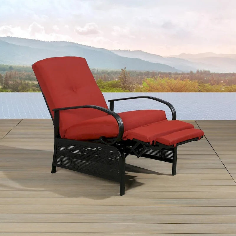 Verstellbarer Relaxsessel für Terrasse, Lounge-Sofa mit Kissen – 38 (T) × 26,5 (B) × 38,5 (H) Zoll