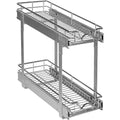Pull Out Cabinet Organizer 2 Tier  Heavy Duty Metal with Lifetime Limited Warranty - Anti Rust Chrome Finish
