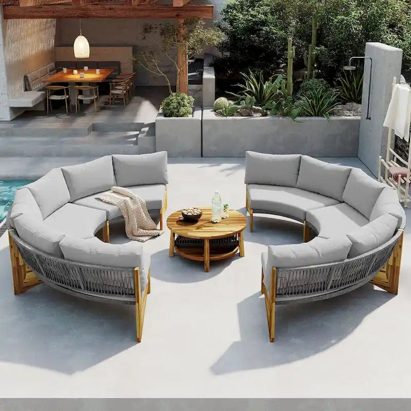Ensemble de salon extérieur pour 6 personnes avec coussins et 1 table basse