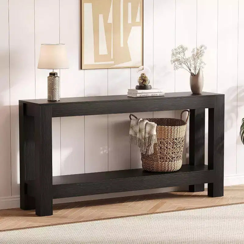 63 Entryway Console Table with 2 Drawers, Narrow Wooden Sofa Table for Living Room, Hallway, or Foyer, Accent Storage Table
