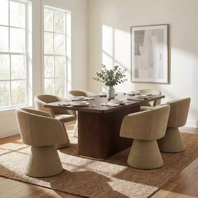Set da pranzo moderno Yodsak di Christopher Knight Home, 7 pezzi in legno e metallo, con sedie girevoli a 180°
