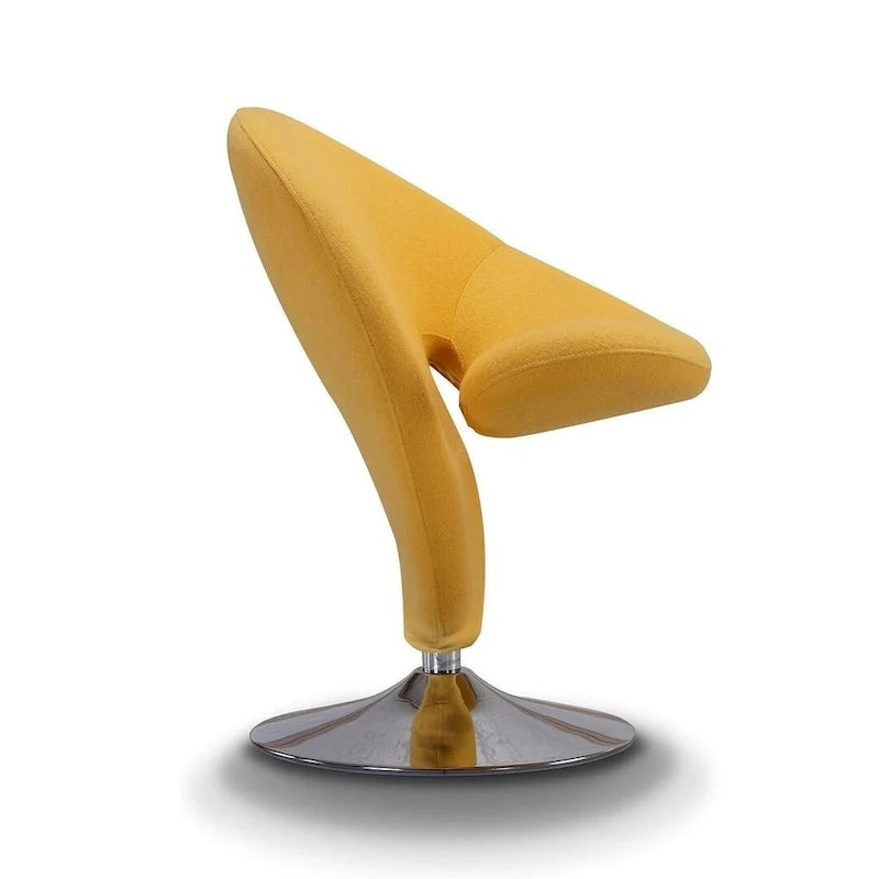Poltrona girevole d'accento Manhattan Comfort Curl in misto lana e cromo (set da 2)