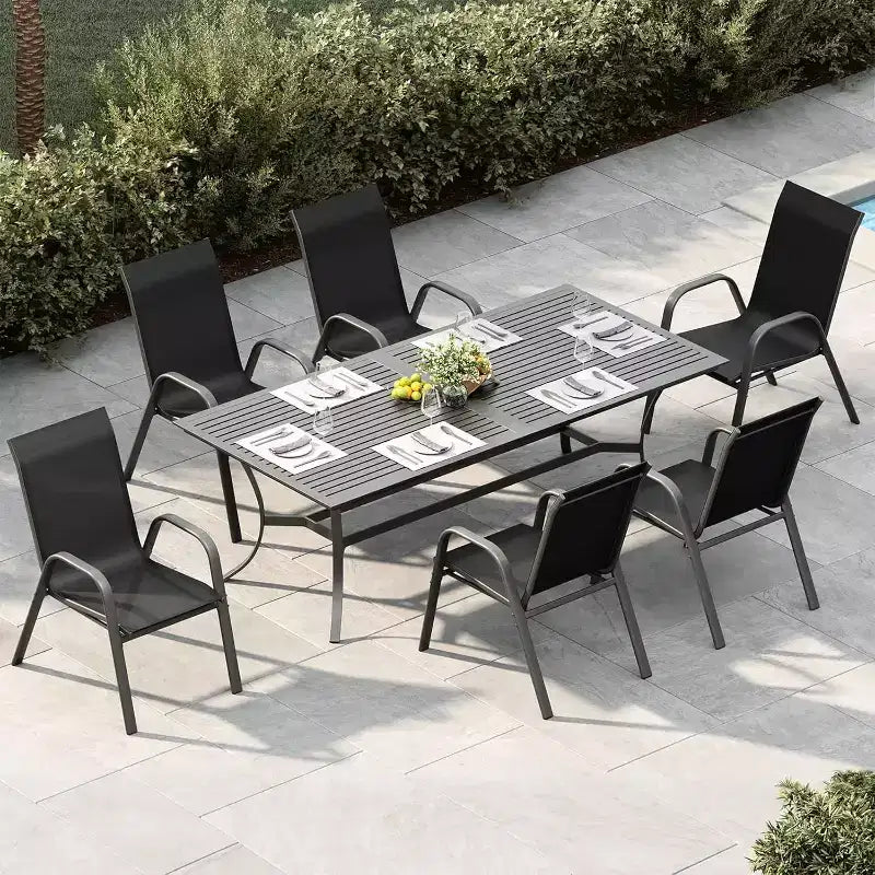 Patio Chairs,Outdoor Stackable Dining Chairs Set of 4/6 All Weather Lightweight Textilene Outdoor Chair Sets with Armrests for Backyard,Pool Deck
