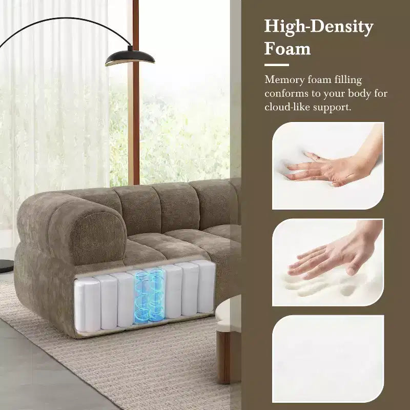 Christopher Knight Home Keri 122 Modern L-Shaped High-Density Foam Sectional Sofa with Low Backrest