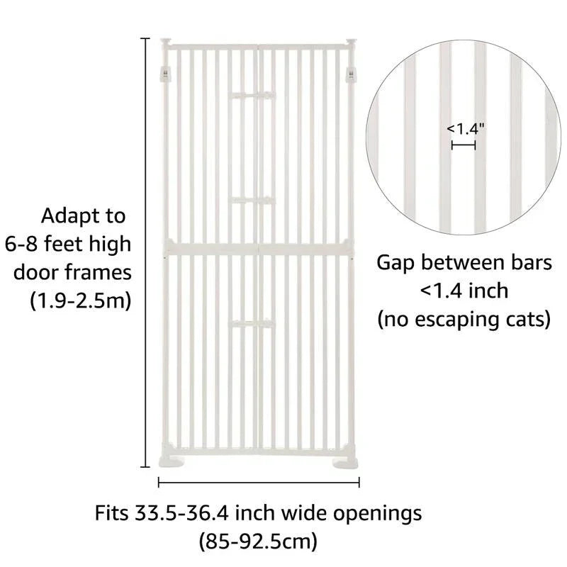 unipaws extra hoog katten- en huisdierenhek van 74 inch hoog met deuren en vergrendelingen