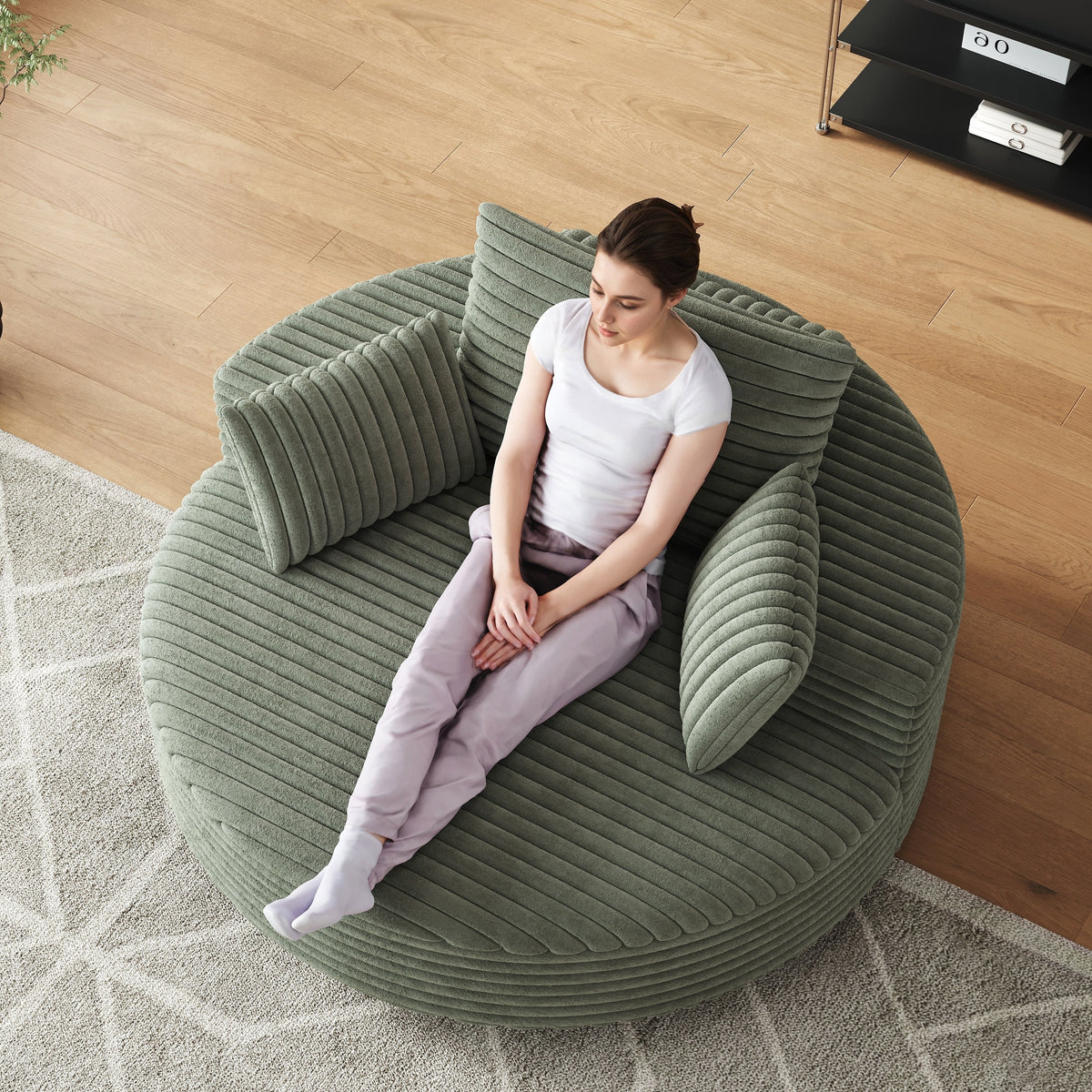 Einzelner Drehstuhl aus Cord-Chenille-Schaumstoff