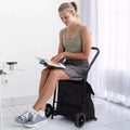 Acekool 2-in-1 Foldable Hand Truck Utility Cart with Removable Waterproof Bag, Thick Seat Cushion & Adjustable Non-Slip Handle, Black