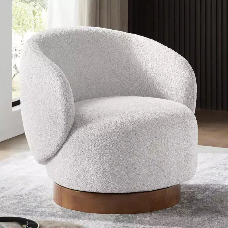 Spruce&Spring Upholstered Swivel Accent Barrel Chair with Wood Base