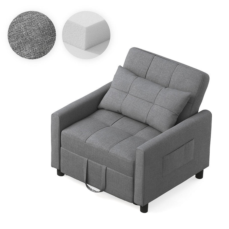 3-in-1-Schlafsofa mit verstellbarer Rückenlehne, ausziehbarer Sessel, umwandelbares Klappbett fürs Wohnzimmer