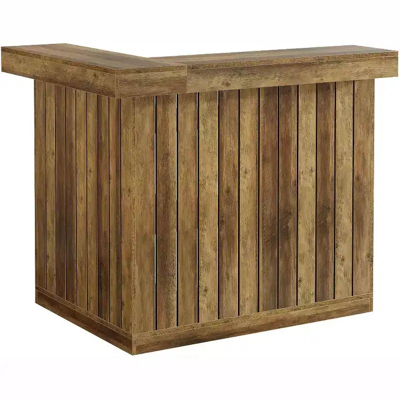 Lantine L-vormige thuisbar, hoekbar met 4 niveaus, dranktafel met opbergplanken en wijnglashouder voor de thuisbar