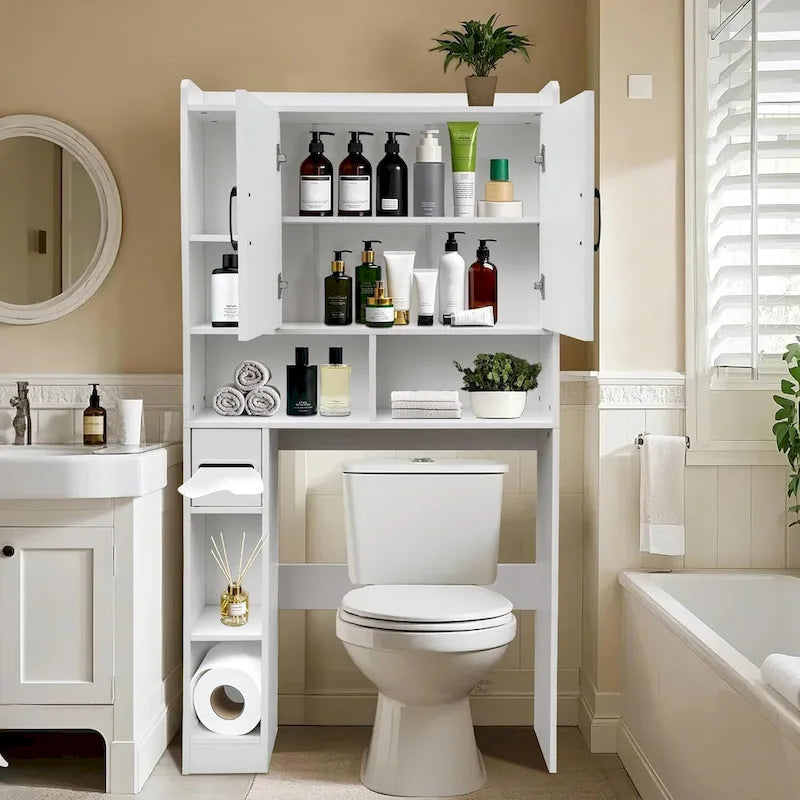 Opbergkast boven het toilet, waterdichte badkamerplanken