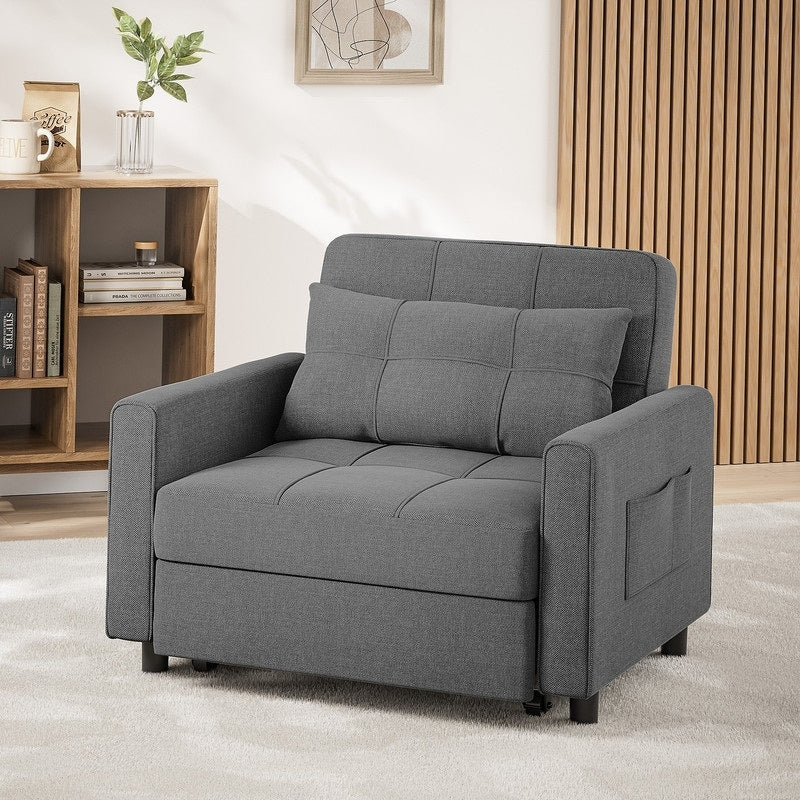 3-in-1-Schlafsofa mit verstellbarer Rückenlehne, ausziehbarer Sessel, umwandelbares Klappbett fürs Wohnzimmer