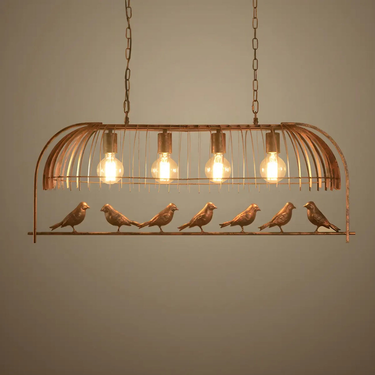 Suspension industrielle en métal en forme de cage à oiseaux pour îlot de cuisine