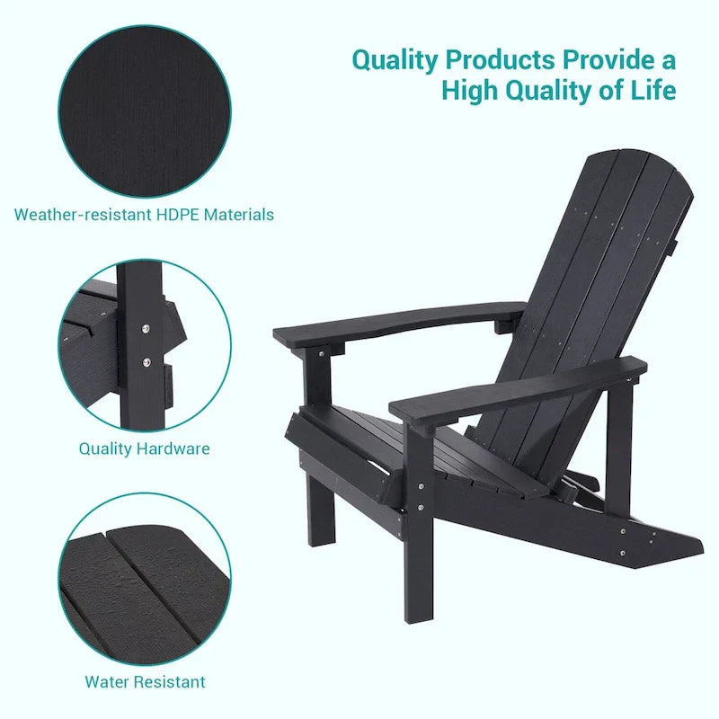 Bonosuki Weather-resistant Wood Outdoor Adirondack Chairs-Set of 4