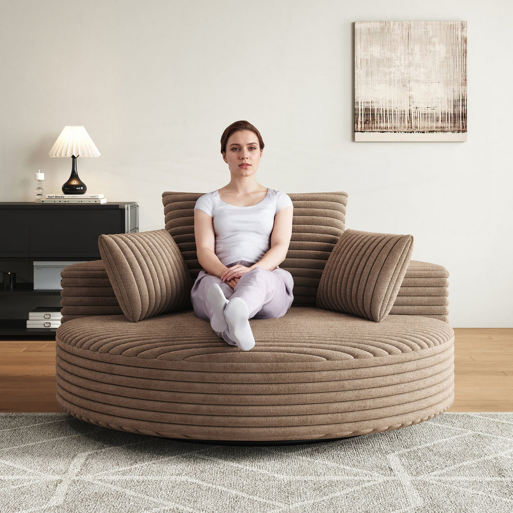 Einzelner Drehstuhl aus Cord-Chenille-Schaumstoff
