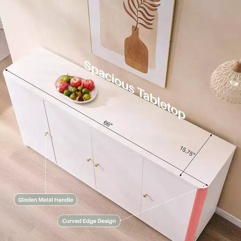 4 kapaklı ve raflı mutfak büfe konsol dolabı, modern büyük büfe depolama dolabı, 66 kahve barı depolama dolabı