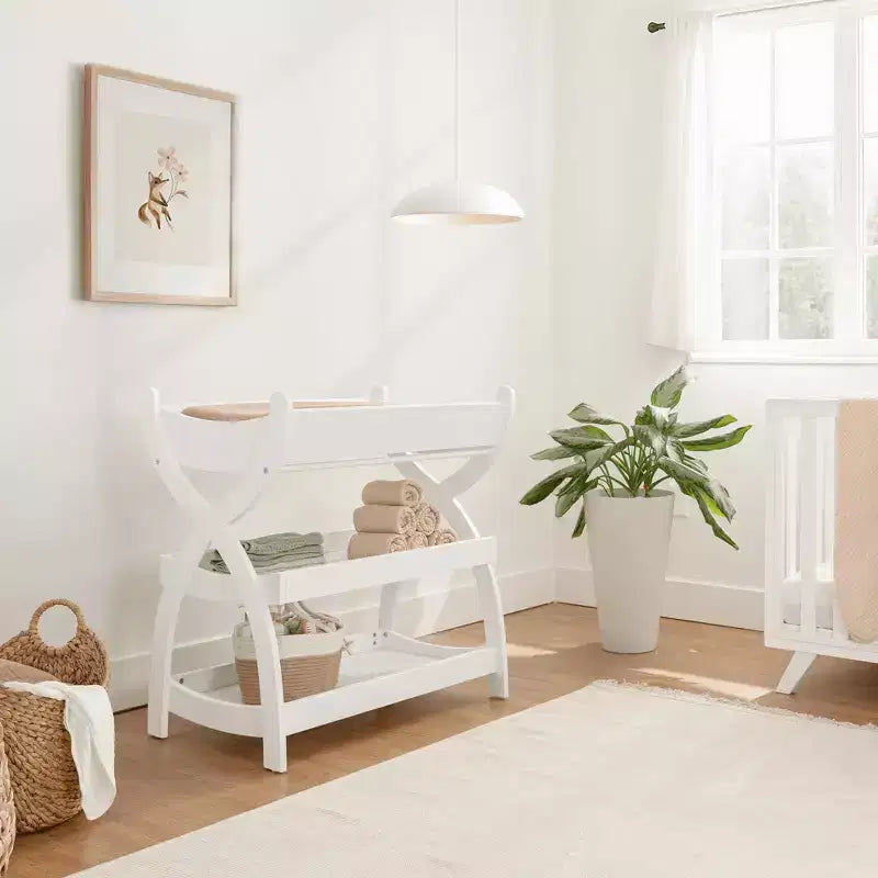 Comfy Cubs Baby Changing Table - Sturdy Wood Construction, Timeless Look with Two Open Shelves for Infant Essentials