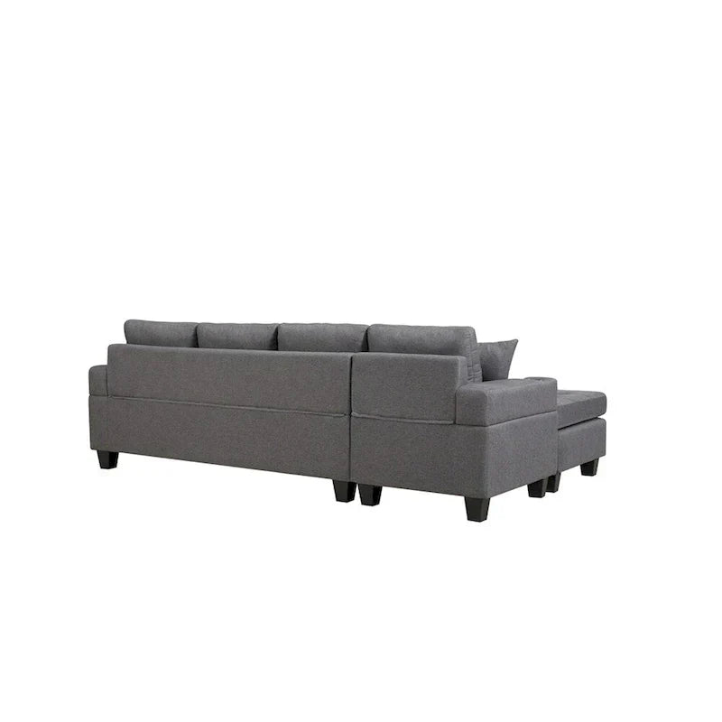 Modulaire hoekbank voor de woonkamer met L-vormige chaise longue en bekerhouder
