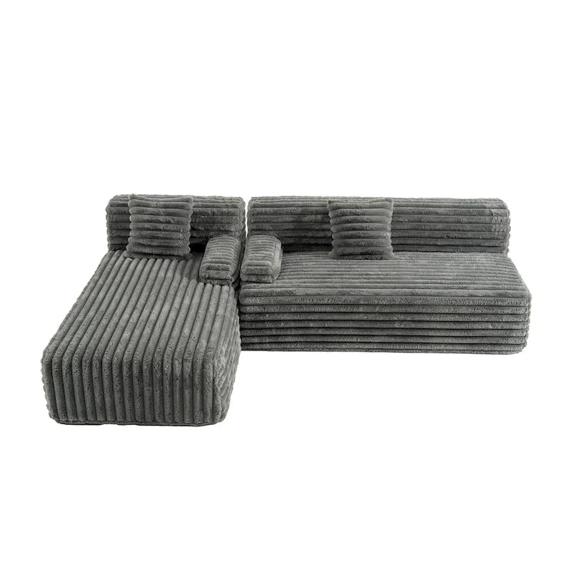 Divano componibile Cloud, divano moderno imbottito con 2 cuscini decorativi, divano componibile combinabile liberamente, divano componibile a L