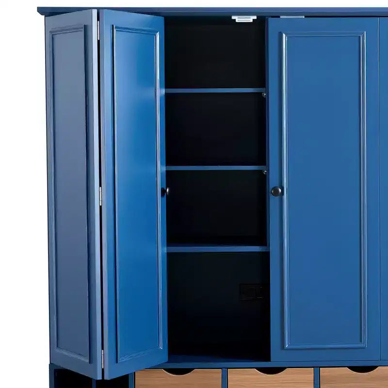 Despensa de cocina independiente Whisen de 71'' de altura, armario grande de almacenamiento para comedor con aparador, 4 puertas plegables, estantes y botelleros