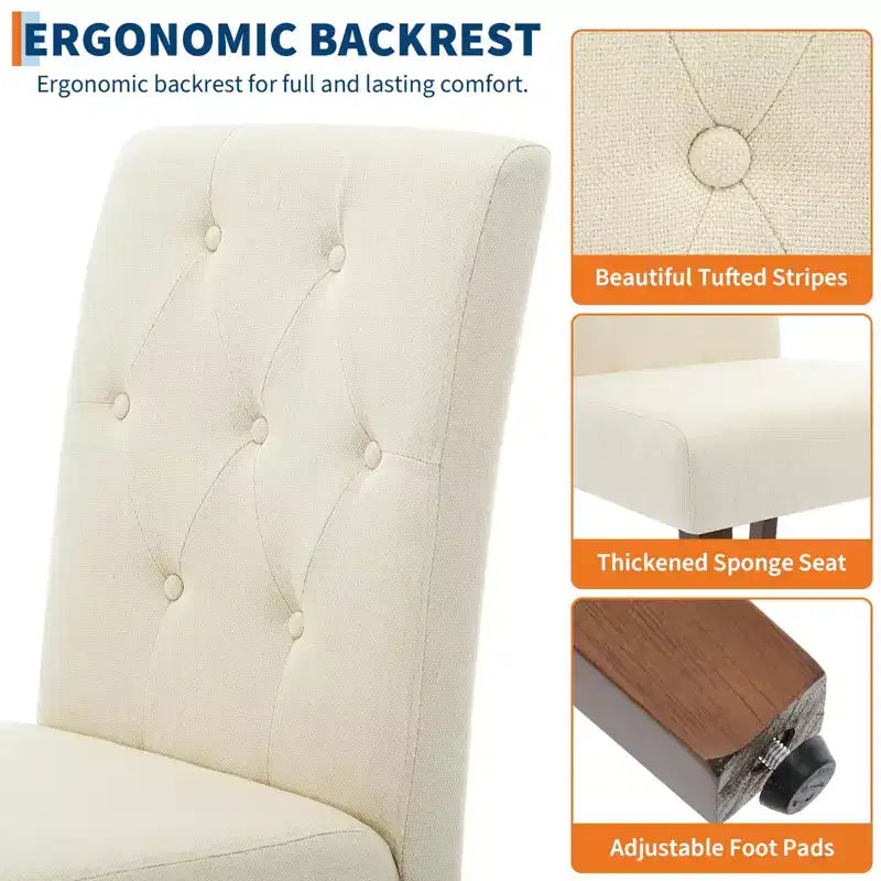 Juego de 6/4 sillas de comedor Parsons con capitonado de botones, sillas de cocina de tela tapizada con patas de madera y asientos acolchados, muebles para salón y cocina