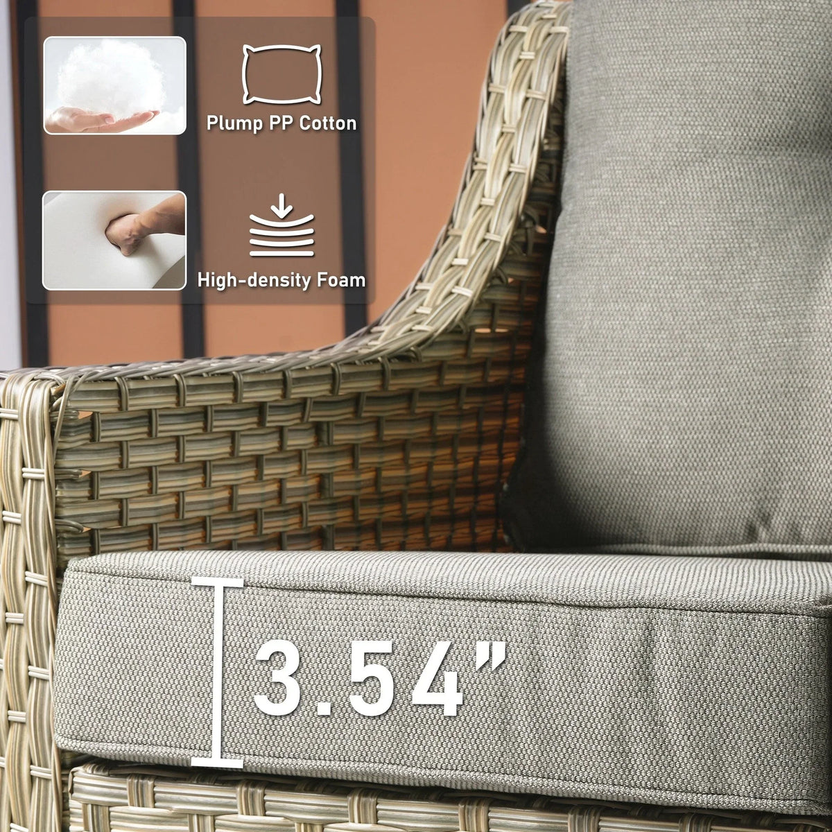 HOOOWOOO 2-delige tuinset met stoelen met hoge rugleuning van vlechtwerk en rotan