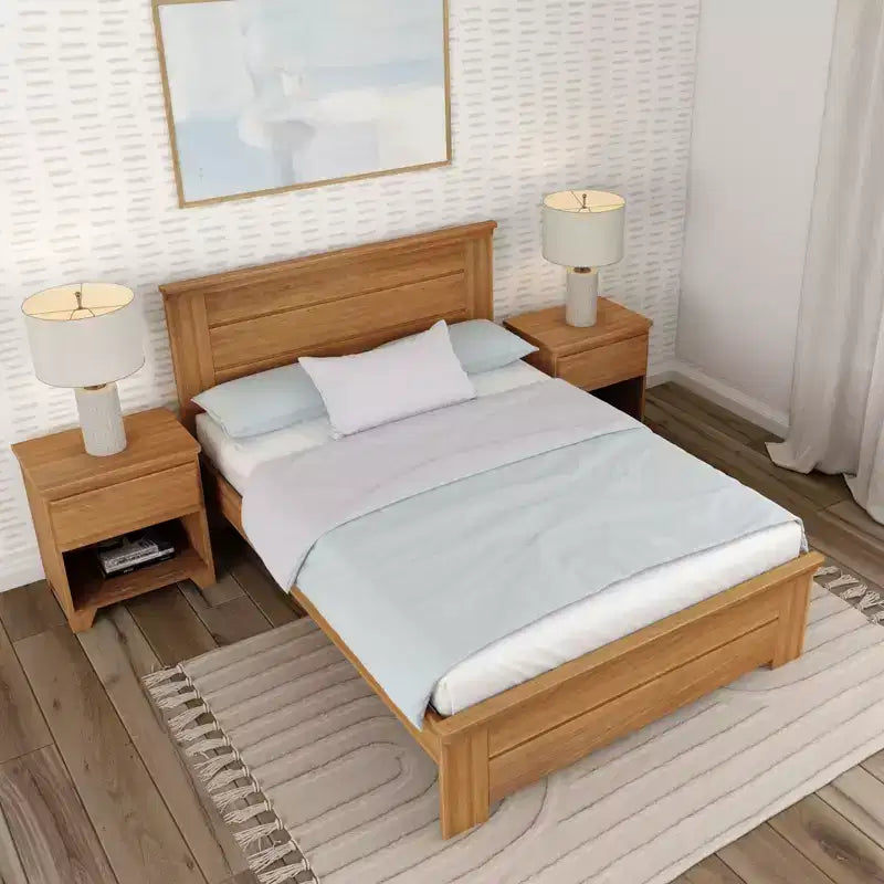 Plank+Beam Farmhouse Full Size Bed Frame with Headboard, Solid Wood Platform Bed