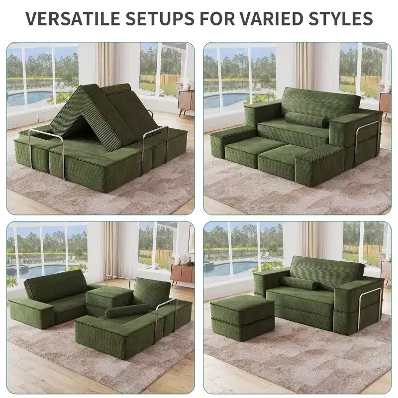 Convertible Cloud Sectional Couch Comfy Corduroy Sectional Sofa Comfy Couch With Deep Seat & High Pillows Easy To Assemble