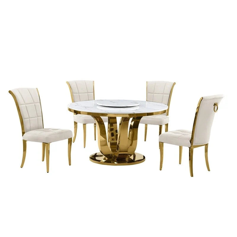 Best Quality Furniture D325-SC324-7 5 darabos kerek étkezőgarnitúra