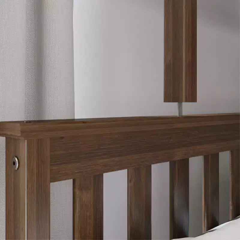 Letto a castello Max & Lily in legno massello, singolo sopra matrimoniale con letto estraibile contenitore e scaletta per bambini