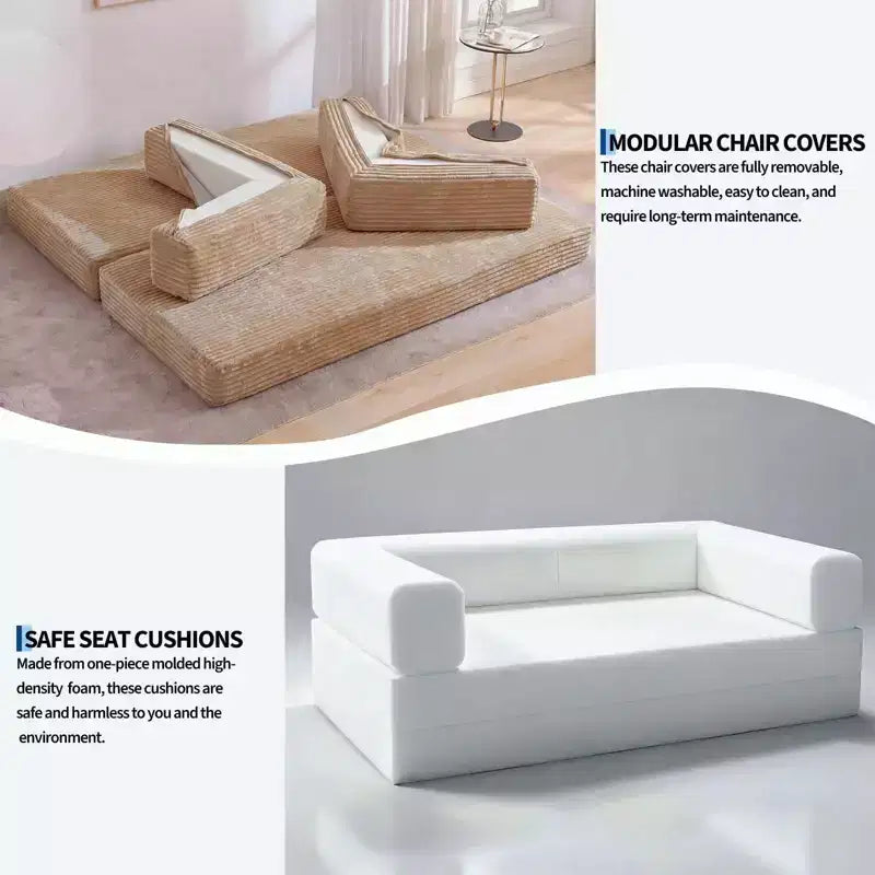 Sofá cama convertible 5 en 1 de 80,7, de pana, soporta 1200 lb, sin ensamblaje