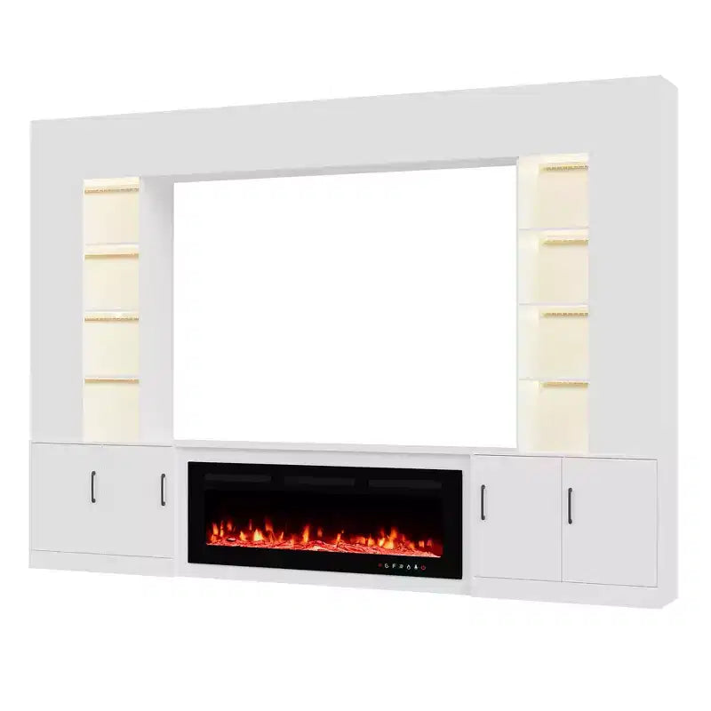 EROMMY 112Large Wall Unit Entertainment Center With Fireplace And LED Lights