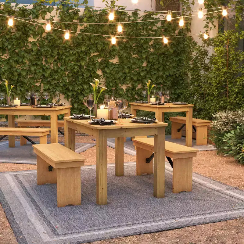 Flash Furniture 46 x 30 Rectangular Solid Pine Farm Dining Table