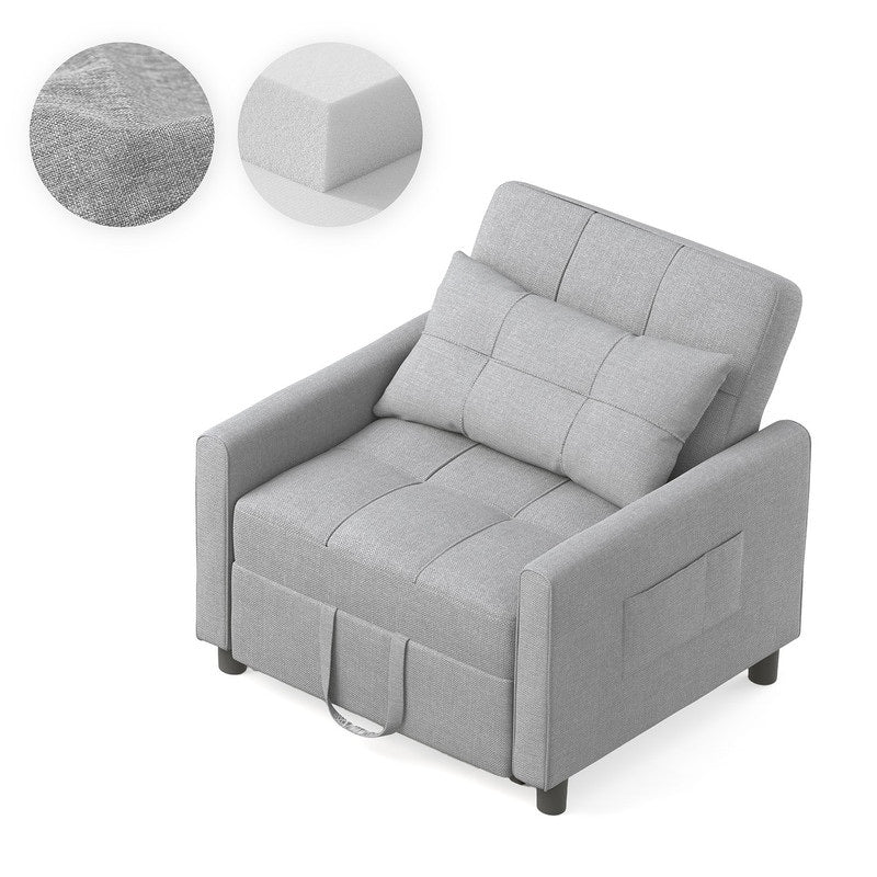 3-in-1-Schlafsofa mit verstellbarer Rückenlehne, ausziehbarer Sessel, umwandelbares Klappbett fürs Wohnzimmer