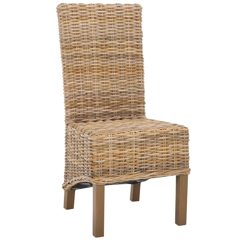 Set di 2 sedie da pranzo in vimini naturale, 19 L x 22 P x 41 H, stile boho costiero