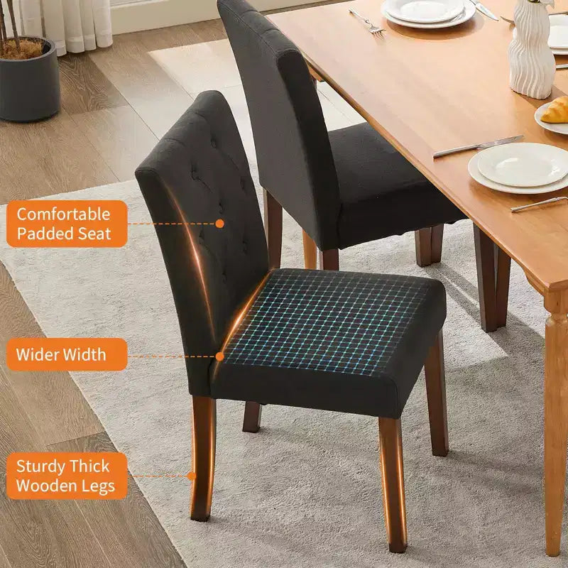 Juego de 6/4 sillas de comedor Parsons con capitonado de botones, sillas de cocina de tela tapizada con patas de madera y asientos acolchados, muebles para salón y cocina