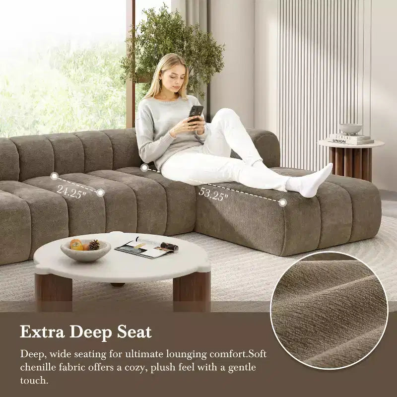Christopher Knight Home Keri 122 Modern L-Shaped High-Density Foam Sectional Sofa with Low Backrest