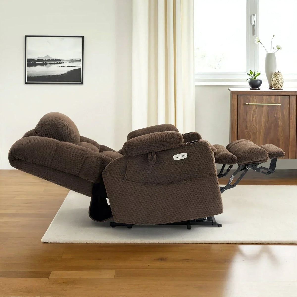 MCombo Large-Wide Dual Motor Power Lift Recliner with Massage and Dual Heating for Big and Tall Elderly, Fabric R7635