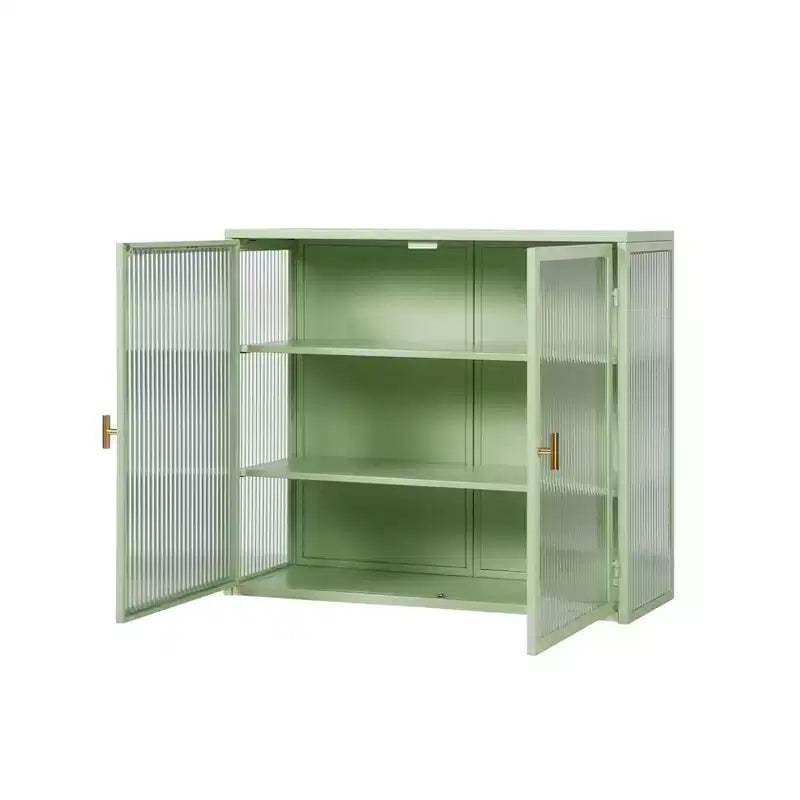 Okak Modern 2-door Wall Cabinet with Featuring 3-tier Storage Glass Doors for Entryway/Dining Room/Living Room/Kitchen