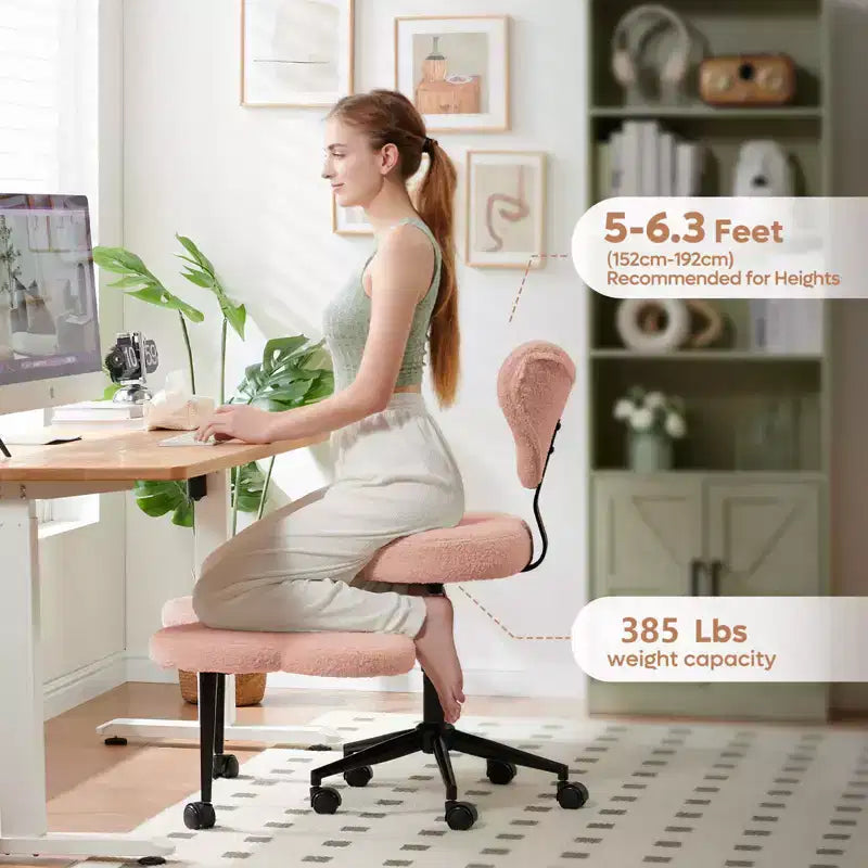 Sedia da ufficio ergonomica Pinmoco Criss Cross, sedia da meditazione regolabile in altezza, girevole a 360°, supporto lombare, sedia da lavoro e da ufficio, sedia per ADHD