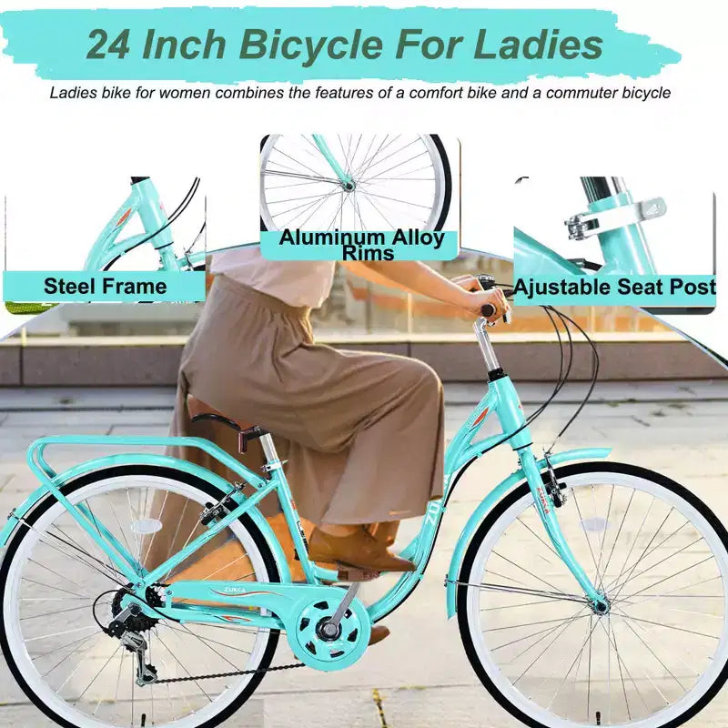 Zeus & Ruta 24-Inch Ladies' Bicycle with 7-Speed and Steel Frame