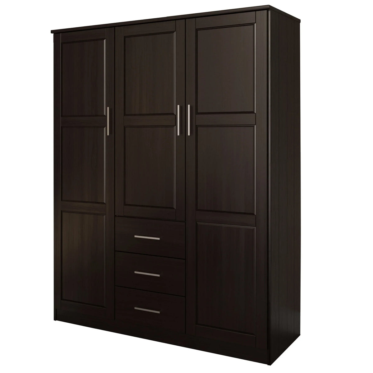 Palace Imports Cosmo 3-türiger Kleiderschrank aus 100 % Massivholz mit Türen aus Massivholz oder Spiegelglas