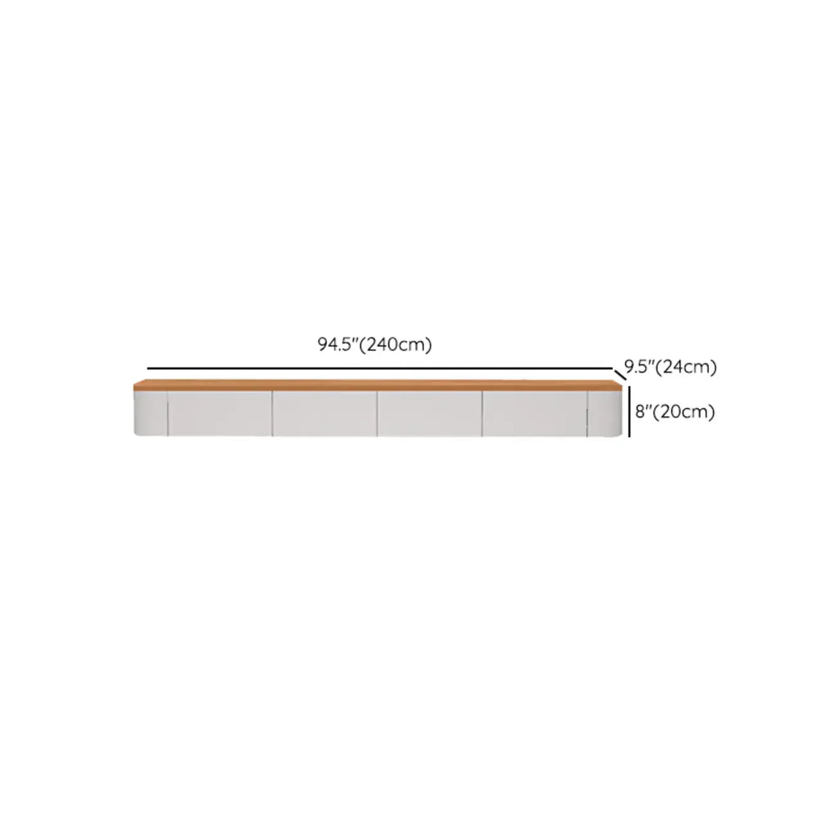 Meuble TV suspendu contemporain, long et blanc, en bois, avec tiroirs