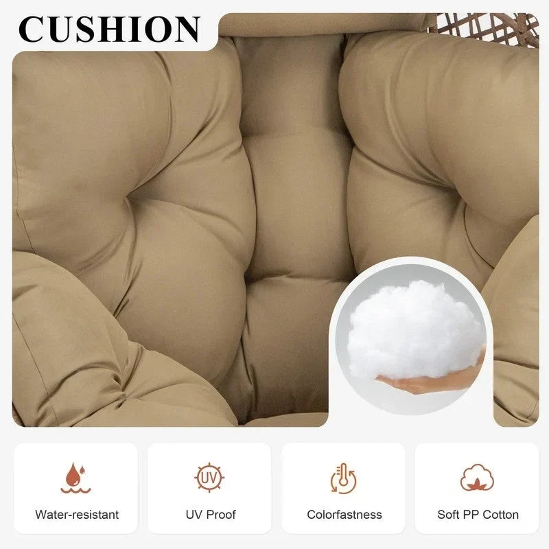 FINCATI Indoor Eggs Chair, 440 lbs Egg Chair Outdoor, Oversized Egg Chair with Ottoman, Luxury Cozy Egg Chair with Foot Rest