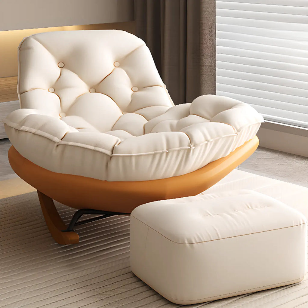 Sedia a dondolo imbottita in stile scandinavo con pouf opzionale