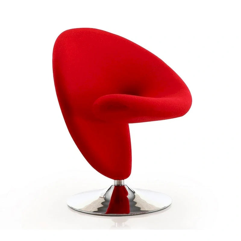 Poltrona girevole d'accento Manhattan Comfort Curl in misto lana e cromo (set da 2)