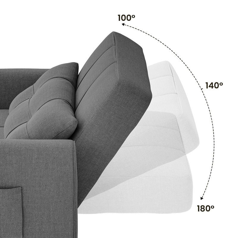 3-in-1-Schlafsofa mit verstellbarer Rückenlehne, ausziehbarer Sessel, umwandelbares Klappbett fürs Wohnzimmer