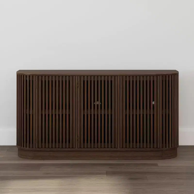 Buffet en bois massif Plank+Beam Contour avec 3 portes, meuble TV de 59 po pour salon