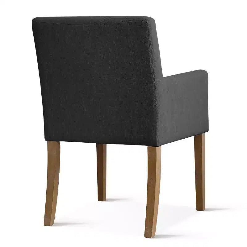 Set of 6 Upholstered Dining Chairs with Arms, Modern Linen Armchairs with Wooden Legs, Accent Chairs for Dining Room, Living Room - Panipeachy
